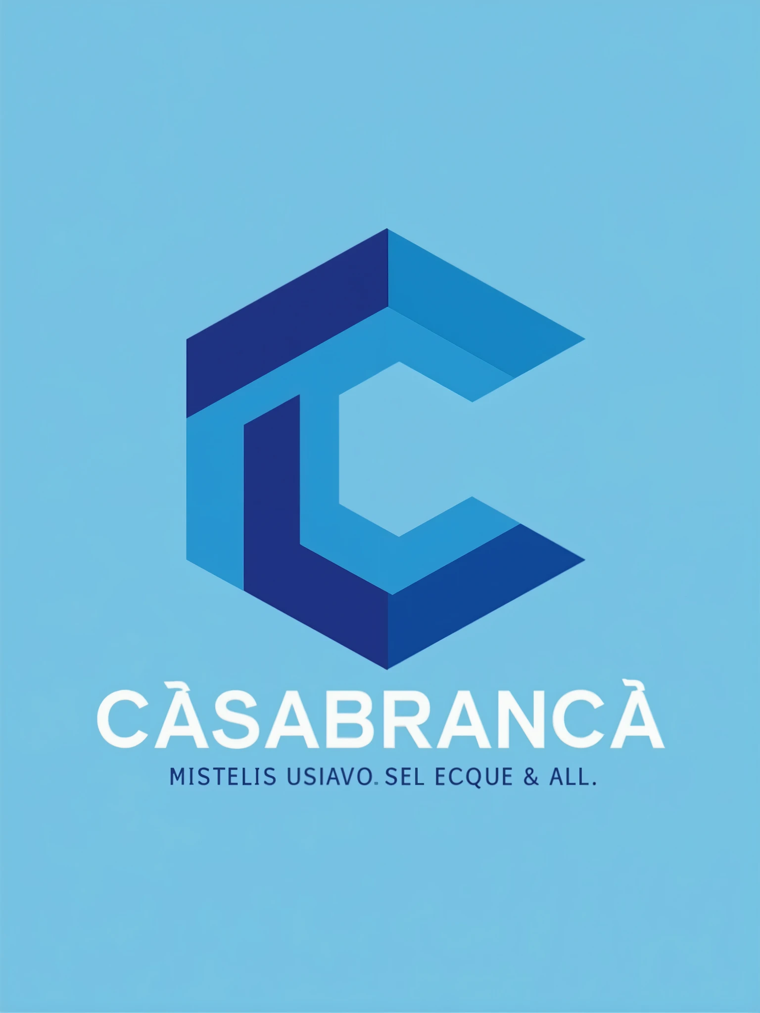 "Design a logo for a construction and renovation company named 'Casabranca' that embodies dynamism, modernity, and technical precision. Incorporate the company name with sleek, angular lines to suggest movement and progress, using a modern color palette of bold blues and grays. Integrate abstract shapes or elements representing tools or structures to highlight technical expertise. The overall design should be clean, contemporary, and convey reliability and innovation