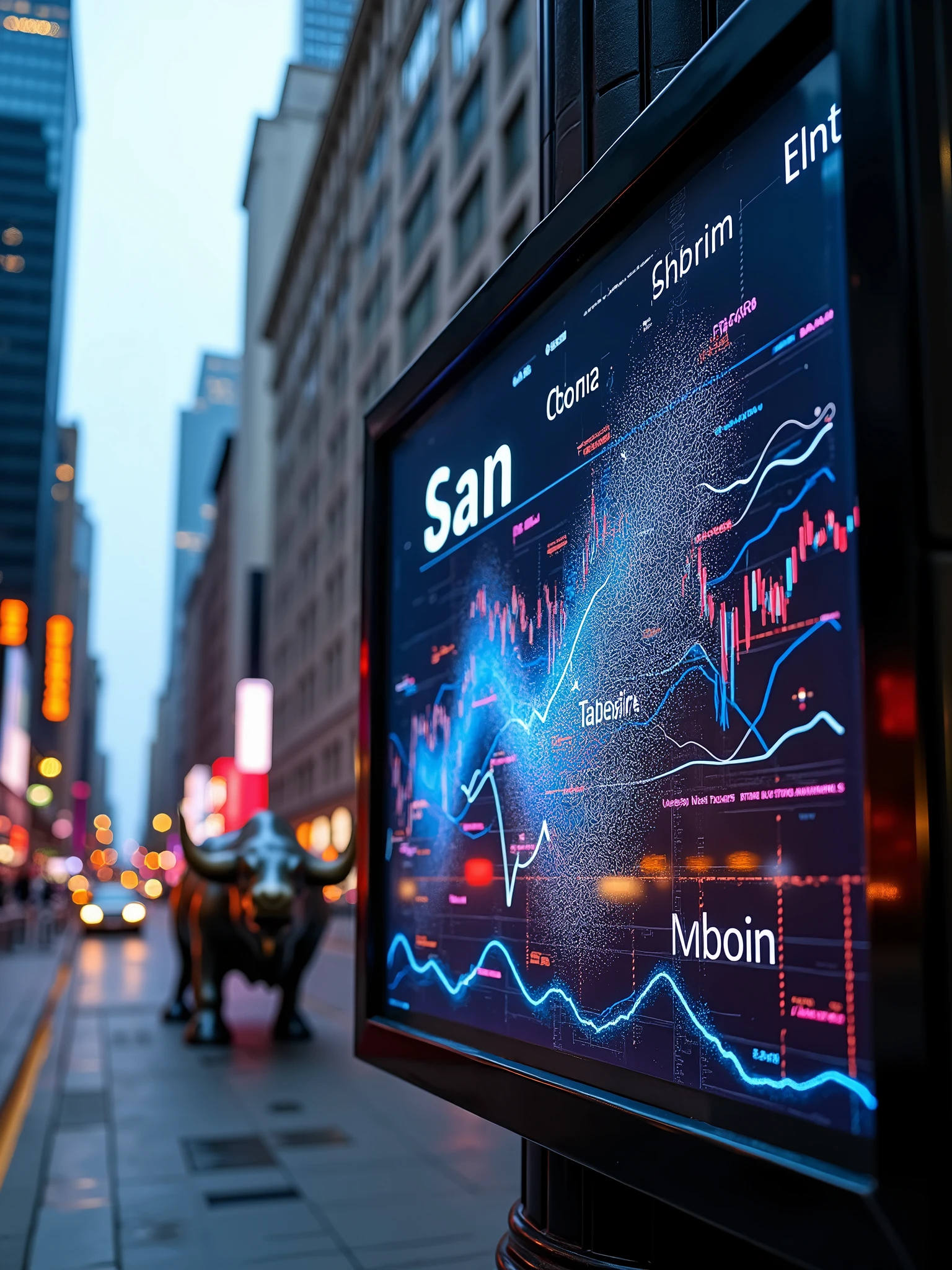 FLUX model on wallstreet sign board.