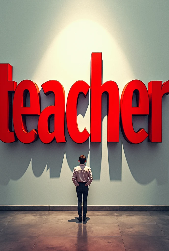 teacher, word in red letters
