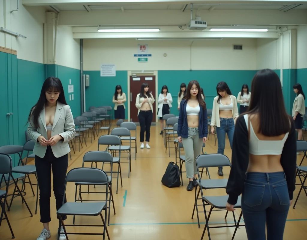 Many Korean female college students、I had to take off my top to take a university health exam.、Exposes breasts and nipples。. Everyone is changing clothes while standing.. ・Some people who have finished their health check are wearing bras.. The lower half of the body is wearing normal clothes such as pants or a skirt. ・The location is the gymnasium. (This is a normal place, Not a changing room.) ・A notice is posted requesting that patients be shirtless during examinations.. There are lots of folding chairs in the changing room., And there's a bag on the chair, I took off my jacket, Sports Bra, camisole, And a bra top. Please do not draw men..(((((Japanese clone girls=myself))))), (((Super Best masterpiece clone girls Raw Photography Art))), (((16K, Highest quality, Ultra-high resolution, RAW Photos))), (((that'It's so unrealistic.., Unparalleled imaging power, With an unfathomable view, An unprecedented and shocking worldview, clone girls: In a world of mass reproduction, Ultra-realistic))), (((Japanese Girls, kashiwagi-yuki, 2, Small face, Thick black hair, ponytail, Dark Eyes, Mature Face, かわいいsmile, smile, A gentle gaze, (((Very pleasant appearance)))))), (((Very beautiful and detailed, Accurate body structure, Accurate body movements, Very detailed body, (((Super big breasts, Large bulge of ample breasts)))))), (((Idol Groupのステージ衣装, Short skirt, time々I can see your pants, Emphasize cleavage, Accentuate the fullness of your breasts))), ((((((((Very detailed, myself cloning, myselfを分割する描写, 1myself girl→1,000,000,000,000,000,000,000,000,000,000myself cloning girls)))))))), (((((((myself clone-girlsから, myself keeps multiplying, (Very detailed and intricate, accurately, perfection, (((In the same woman's body,With the same face, With the same hairstyle, Wearing the same clothes, At the same height, 同じSuper big breastsである))), In a detailed depiction), 1,000,000,000,000,000,000,000,000,000,000 people))))))), (((((myself girls only))))), (((((1,000,000,000,000,000,000,000,000,000,000myself girls))))), (((((Very detailed depiction, myself'Idol Group, At the outdoor stage at night, Song and dance performance, 5Column System, Gazing at the audience, Fun and powerful singing, Dancing with unified group movements))))), (((Very detailed, The auditorium is full, The whole audience is myself'crowd, Dress code: casual))), (Seven-color stage lighting, Idol Groupの照明), (((((Clear and accurate perspective depiction, Super wide view, Ultra-wide viewing angle, Focus on the average of the images))))), With the best performance, The venue was in a frenzy., I myself am full of energy, カメラはIdol Groupに焦点を当てる.