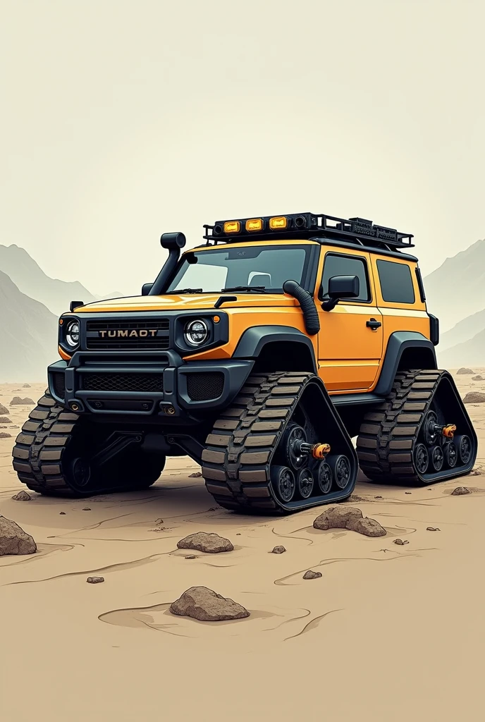 create a suv car with profile caterpillar track