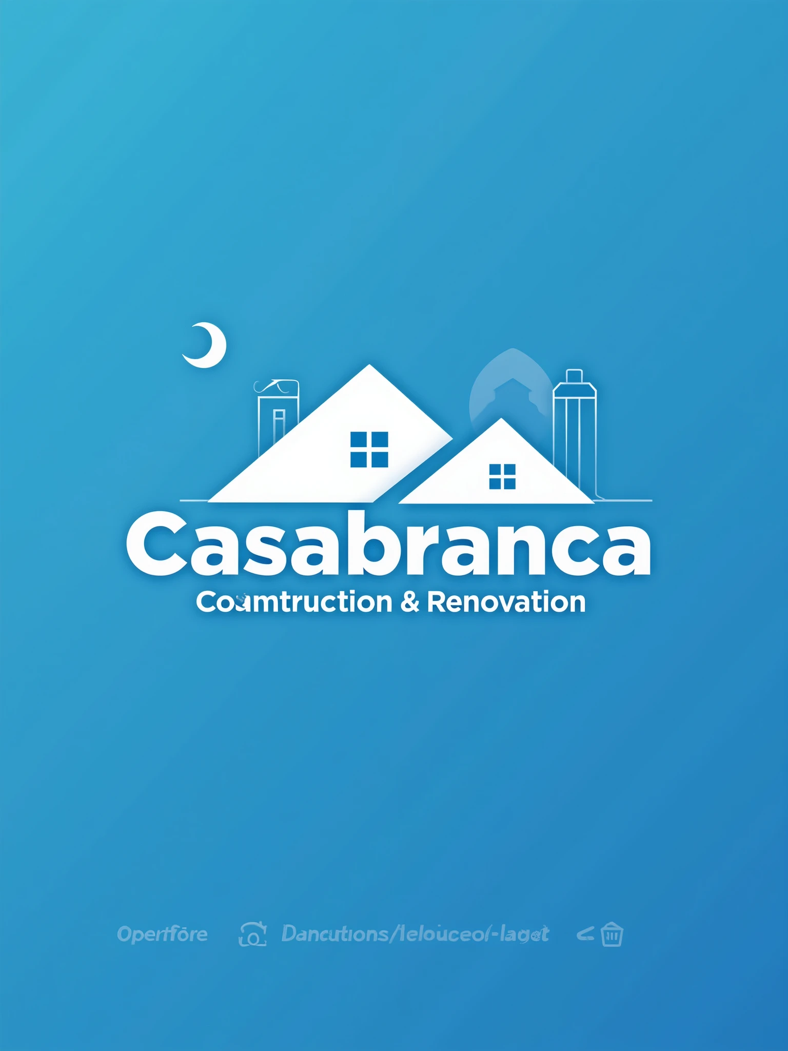 "Design a logo for a construction and renovation company named 'Casabranca' that embodies dynamism, modernity, and technical precision. Incorporate the company name with sleek, angular lines to suggest movement and progress, using a modern color palette of bold blues and grays. Integrate abstract shapes or elements representing tools or structures to highlight technical expertise. The overall design should be clean, contemporary, and convey reliability and innovation