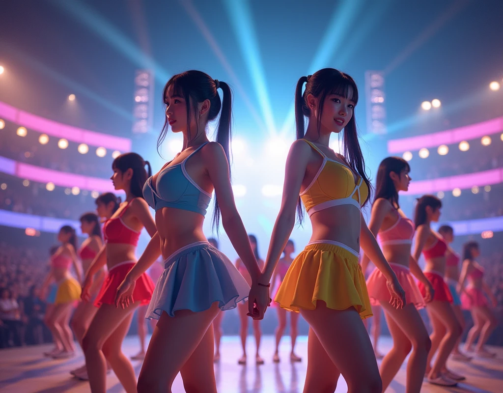 (((((Japanese Clone-girls=Myself))))), (((Super Best masterpiece Clone-girls Raw Photography Art))), (((16K, Highest quality, Ultra-high resolution, RAW Photos))), (((It's so unrealistic., With unparalleled depiction, With an unfathomable sight, An unprecedented and shocking worldview, Clone-girls: In a world of mass reproduction, Ultra-realistic))), (((Japanese Girls, kashiwagi-yuki, 22yo, Small face, Thick black hair, Ponytail Hair, Dark Eyes, Mature face, Cute Smile, Smiling face, A gentle gaze, (((Very pleasant look)))))), (((Very beautiful detailed girls, Accurate body structure, Accurate body movements, Very detailed body, (((Super big breasts, Large bulge of ample breasts)))))), (((Idol group stage costumes, Short skirt, hour々I can see your pants, Cleavage Emphasis, Emphasise the fullness of your breasts))), ((((((((Very detailed, Myself cloning, Depiction of splitting oneself, 1Myself girl→1,000,000,000,000,000,000,000,000,000,000Myself cloning girls)))))))), (((((((Myself clone-girlsから, Myself keeps multiplying, (Very detailed and intricate, To the exact, Flawless, (((In the same female body,With the same face, With the same hairstyle, In the same clothes, At the same height, 同じSuper big breastsである))), In a detailed depiction), 1,000,000,000,000,000,000,000,000,000,000 people))))))), (((((Myself girls only))))), (((((1,000,000,000,000,000,000,000,000,000,000Myself girls))))), (((((Very detailed depiction, A singing and dancing Myself idol group, At the outdoor stage at night, A splendid dance performance, Over 100 people, Gaze into the audience, Fun and powerful singing, Dance with unified group movements))))), (((Very detailed, The auditorium is packed, The whole audience is Myself's crowd, Dressed differently from idol groups))), (Seven-coloured stage lighting, Shining a bright light on the idol group), (((((The camera focuses on idol groups., Clear and accurate perspective depiction, Ultra-wide field of view, Focus on the average value of the image))))), The best dance performance ever, Myself and the others were going crazy and the atmosphere was at its peak.