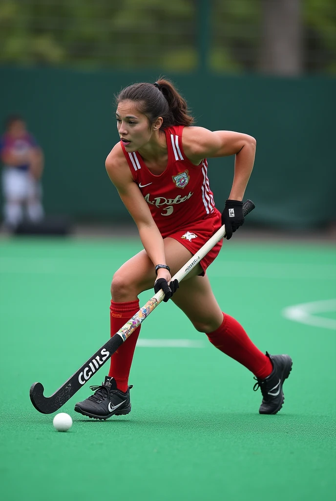 Field hockey player playing