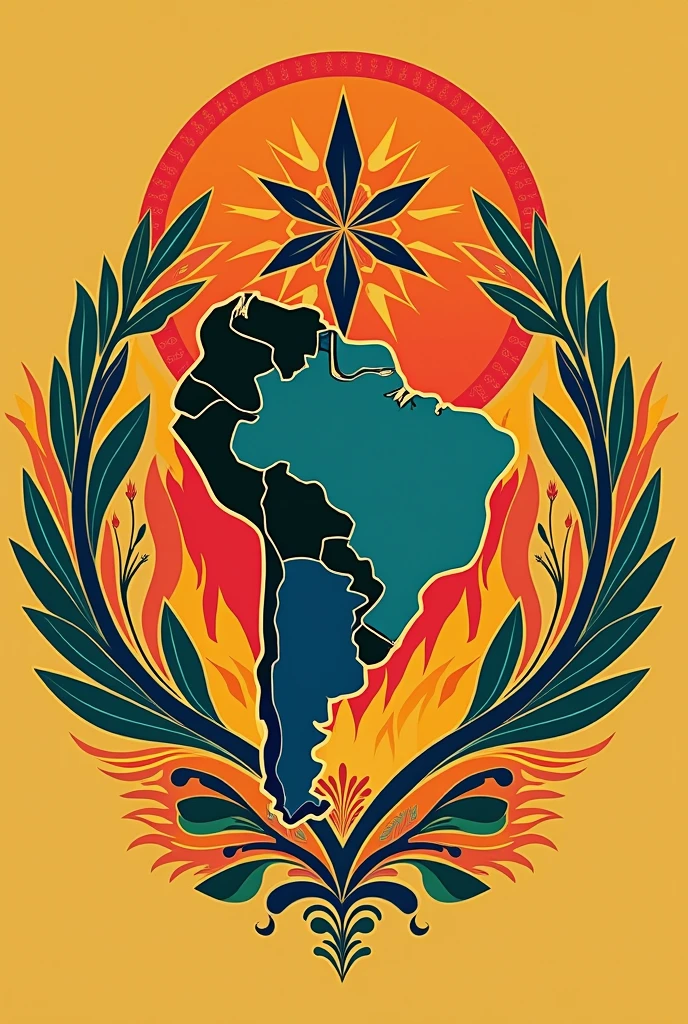 Create an image of a symbol about Latin American integration in the seventies of the last century