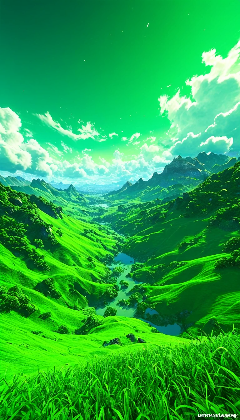 Realistic,Very realistic,Green Sky、Extreme Detail,Breathtakingly realistic,High contrast realism,High Saturation Realism,Vibrant colors,Dramatic lighting,Fascinating landscape,Persuasive storytelling,Atmospheric scenery,Fascinating footage,Intricate details,Strong emotions,Heavenly Beauty,A dreamlike world
