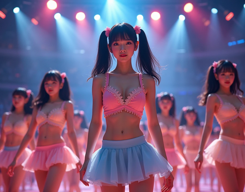 (((((Japanese Clone-girls=Myself))))), (((Super Best masterpiece Clone-girls Raw Photography Art))), (((16K, Highest quality, Ultra-high resolution, RAW Photos))), (((It's so unrealistic., With unparalleled depiction, With an unfathomable sight, An unprecedented and shocking worldview, Clone-girls: In a world of mass reproduction, Ultra-realistic))), (((Japanese Girls, kashiwagi-yuki, 22yo, Small face, Thick black hair, Ponytail Hair, Dark Eyes, Mature face, Cute Smile, Smiling face, A gentle gaze, (((Very pleasant look)))))), (((Very beautiful detailed girls, Accurate body structure, Accurate body movements, Very detailed body, (((Super big breasts, Large bulge of ample breasts)))))), (((Idol group stage costumes, Short skirt, hour々I can see your pants, Cleavage Emphasis, Emphasise the fullness of your breasts))), ((((((((Very detailed, Myself cloning, Depiction of splitting oneself, 1Myself girl→1,000,000,000,000,000,000,000,000,000,000Myself cloning girls)))))))), (((((((Myself clone-girlsから, Myself keeps multiplying, (Very detailed and intricate, To the exact, Flawless, (((In the same female body,With the same face, With the same hairstyle, In the same clothes, At the same height, 同じSuper big breastsである))), In a detailed depiction), 1,000,000,000,000,000,000,000,000,000,000 people))))))), (((((Myself girls only))))), (((((1,000,000,000,000,000,000,000,000,000,000Myself girls))))), (((((Very detailed depiction, A singing and dancing Myself idol group, At the outdoor stage at night, A splendid dance performance, Over 100 people, Gaze into the audience, Fun and powerful singing, Dance with unified group movements))))), (((Very detailed, The auditorium is packed, The whole audience is Myself's crowd, Dressed differently from idol groups))), (Seven-coloured stage lighting, Shining a bright light on the idol group), (((((The camera focuses on idol groups., Clear and accurate perspective depiction, Ultra-wide field of view, Focus on the average value of the image))))), The best dance performance ever, Myself and the others were going crazy and the atmosphere was at its peak.
