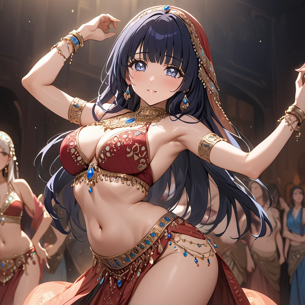 ((Highest quality)), ((masterpiece)), (detailed), （Perfect Face）、The woman is Reika Aoki with semi-long hair、A woman is dancing Turkish belly dance in a Turkish belly dance dress in Turkey