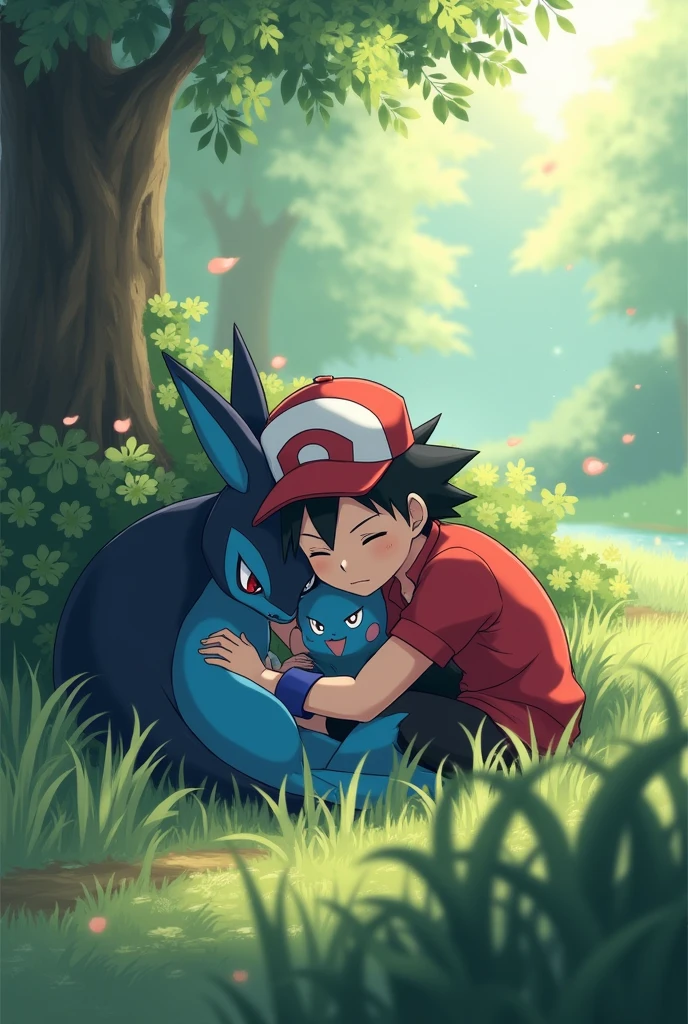 Ash and lucario sleeping