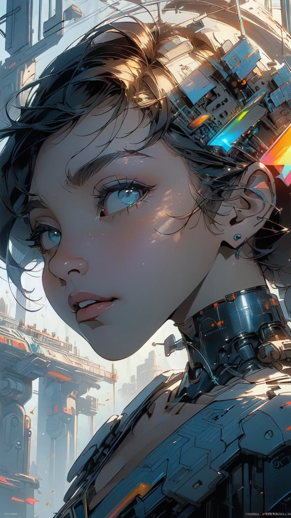(((masterpiece, highest quality))),(((solo:1.2))),(((1girl:1.2))),32k wallpaper, very detailed, poster, vintage science fiction,(((((geometric cinematic movie poster))))), ((((bauhaus)))),(((abstract))),((((mid century modern)))),(((((portfolio))))),(((((Close-up))))),(((((bust up))))),((((more various angle)))),(((highlight))),(((complete. detailed face))),(((Extremely talented))),(((most complecated machine))),(((Overall colorfully))),((((((Absolutely simple background)))))),(((((detailed futuristic machine))))),(((Cleavage))),(((marvel super heroes))),(((rainbow color scheme))),(((Very detailed UI))),(((So many meters))),(((Perpetual Motion Machine))),(((Mouth wide open, expression of shock))),(((dynamic angle)))