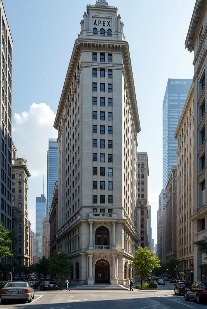 Create an embassy with American architecture and a concrete written Apex Global Holdings where is the writing 