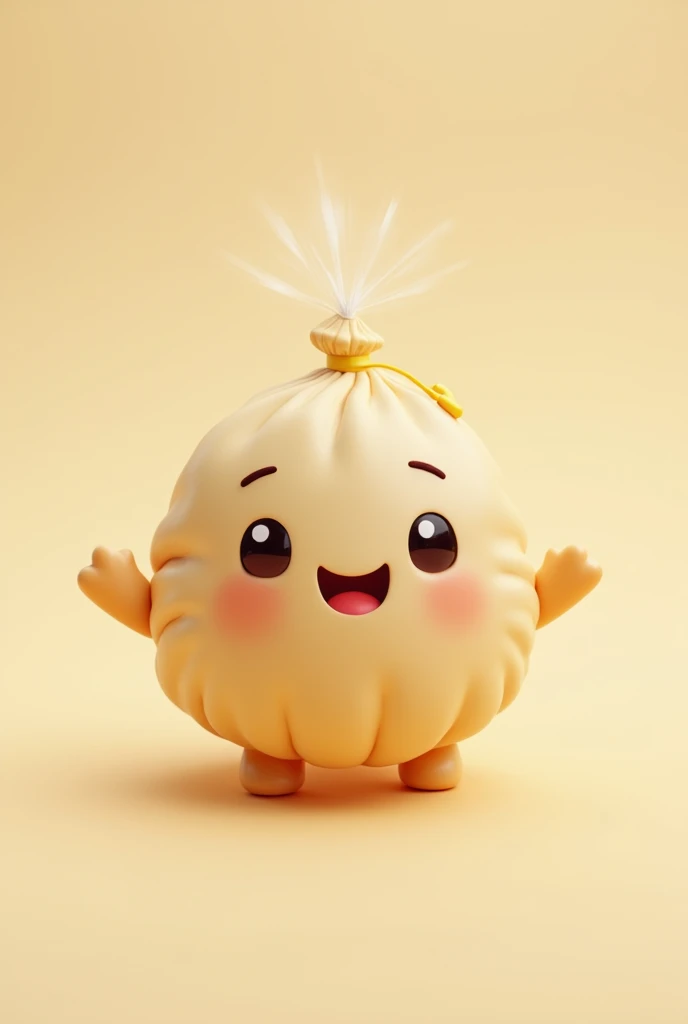 Small Cute smiling dumpling character with little hands