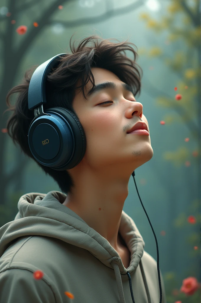 Young man listening to music