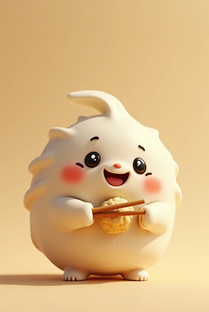 Small Cute naughty smiling dumpling character with little hands and take chopsticks 