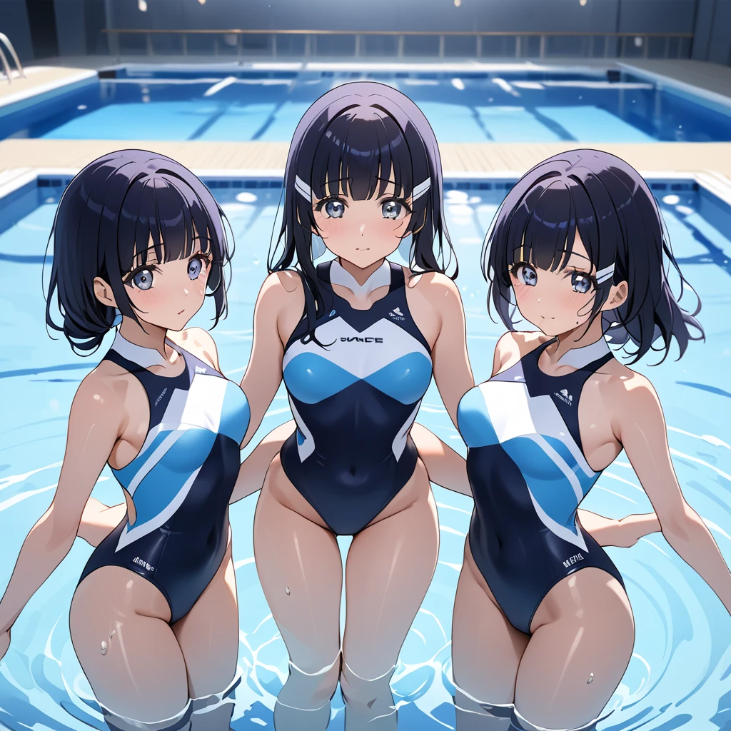 ((Highest quality)), ((masterpiece)), (detailed), （Perfect Face）、The woman is Reika Aoki with semi-long hair、The woman is wearing a synchronized swimming costume and doing synchronized swimming.