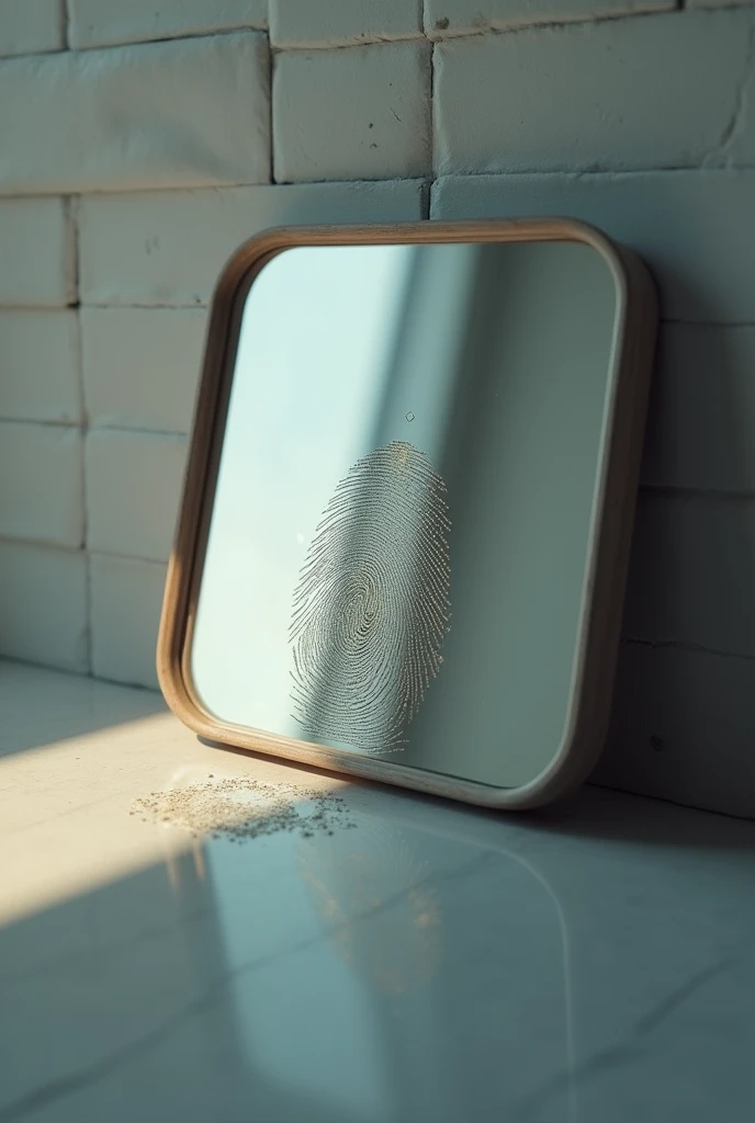Mirror with fingerprint on it