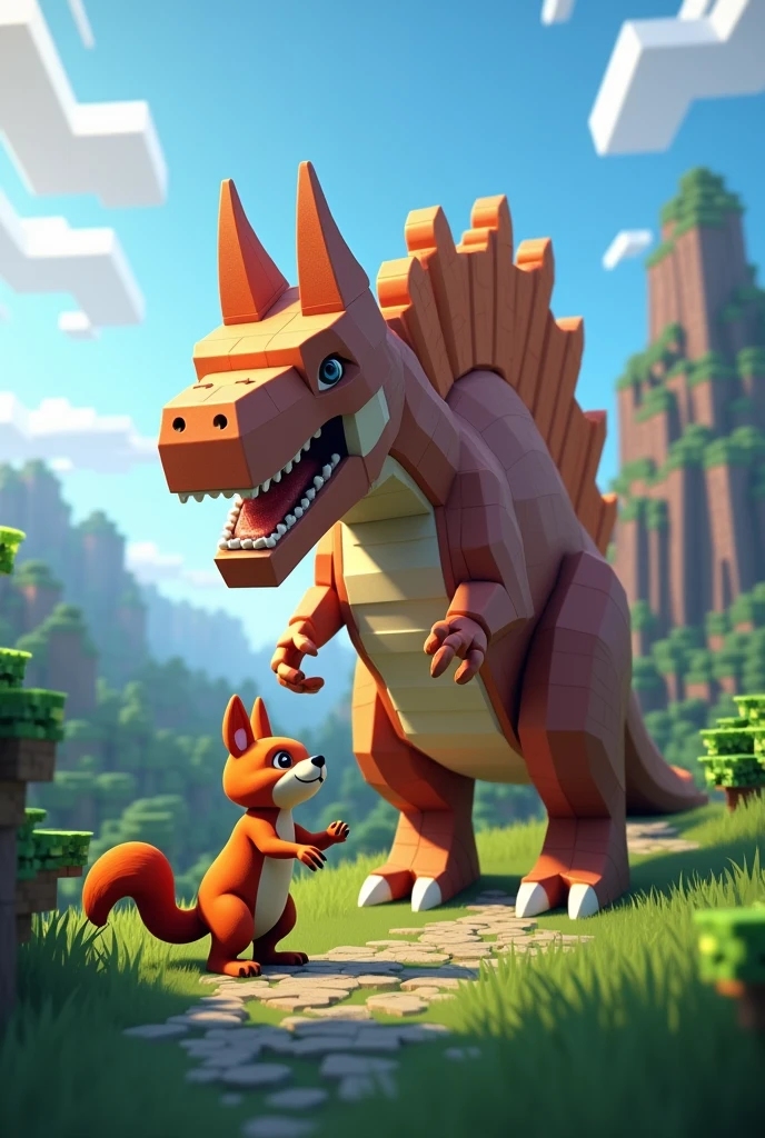 Minecraft squirrel with spinosaurus