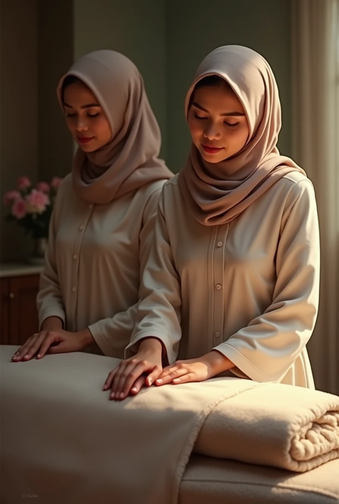 Hijab women massage other hijab women