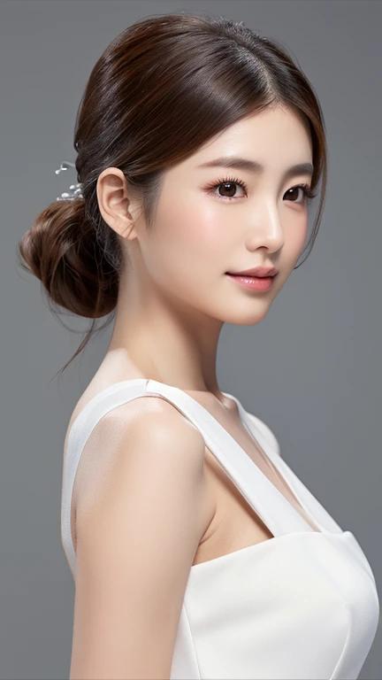 Beautiful 2 Japanese woman、slender、masterpiece、High resolution、Realistic、ponytail、Stylish white dress、Shoulders out、Natural skin texture