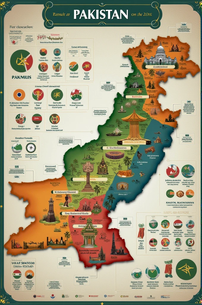 Pakistan Map showing Kashmir as part of Pakistan. The picture covering all sides, social, political and cultural for a social media page