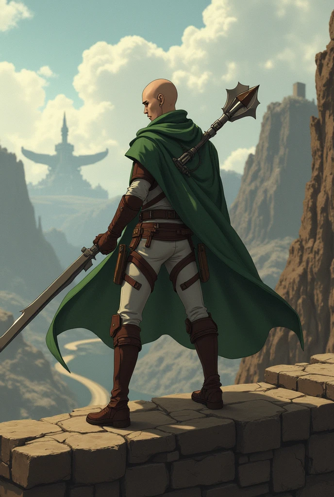 Best quality, Avatar Aang, Attack on Titan, Eren's uniform, Attack on Titan weapon, top of the wall