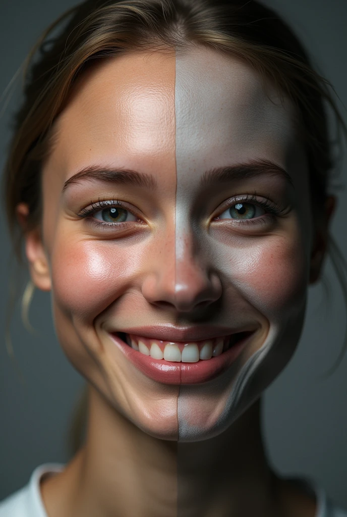 generate image with a happy face and a sad face