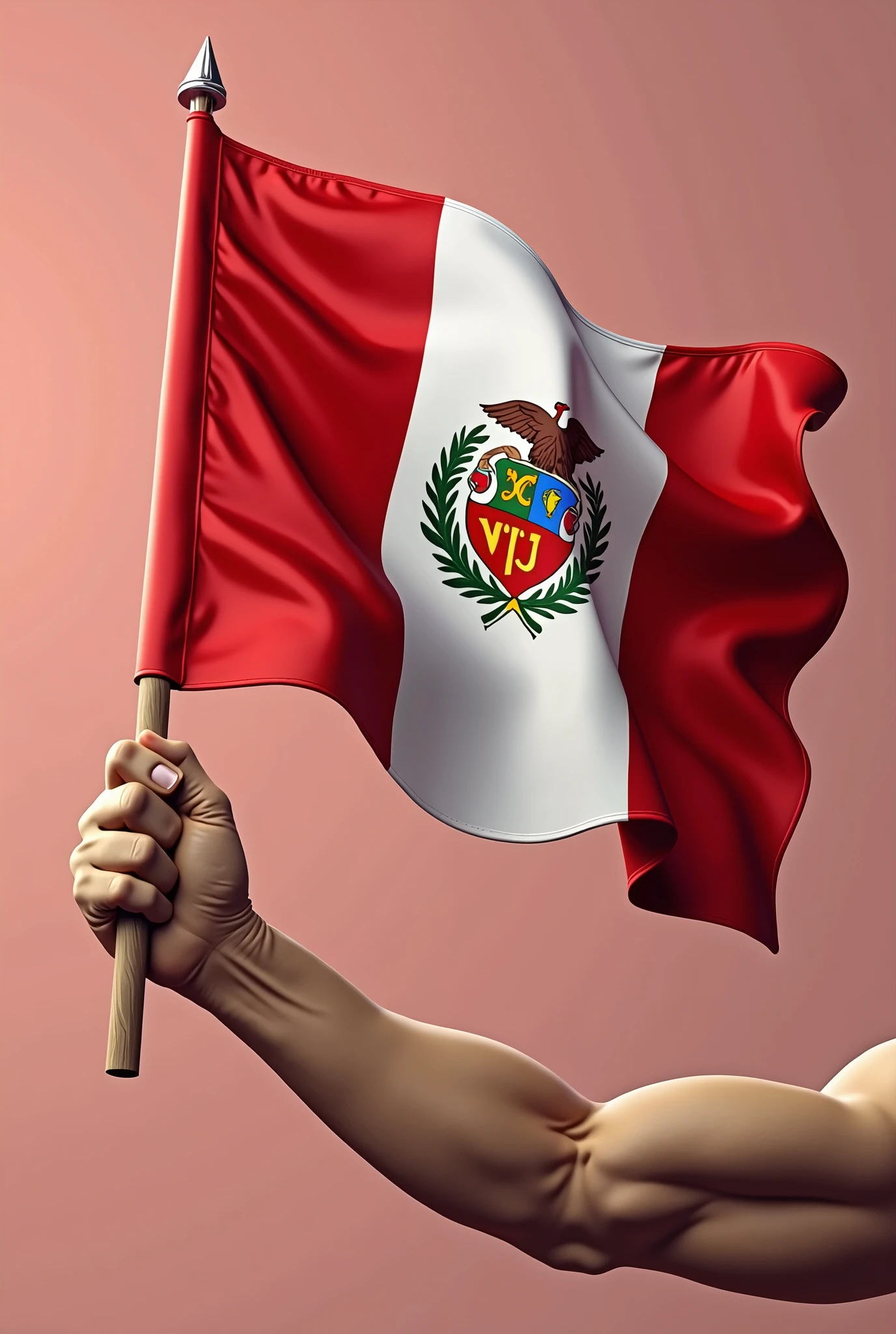 A forearm holding the animated Peruvian flag