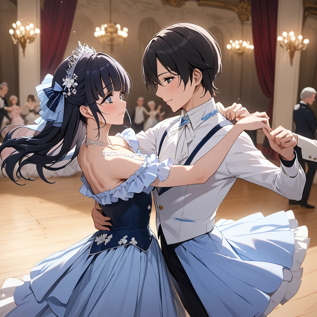 ((Highest quality)), ((masterpiece)), (detailed), (Perfect Face)、The woman is Reika Aoki with semi-long hair、A woman is dancing the waltz in a waltz costume in Vienna