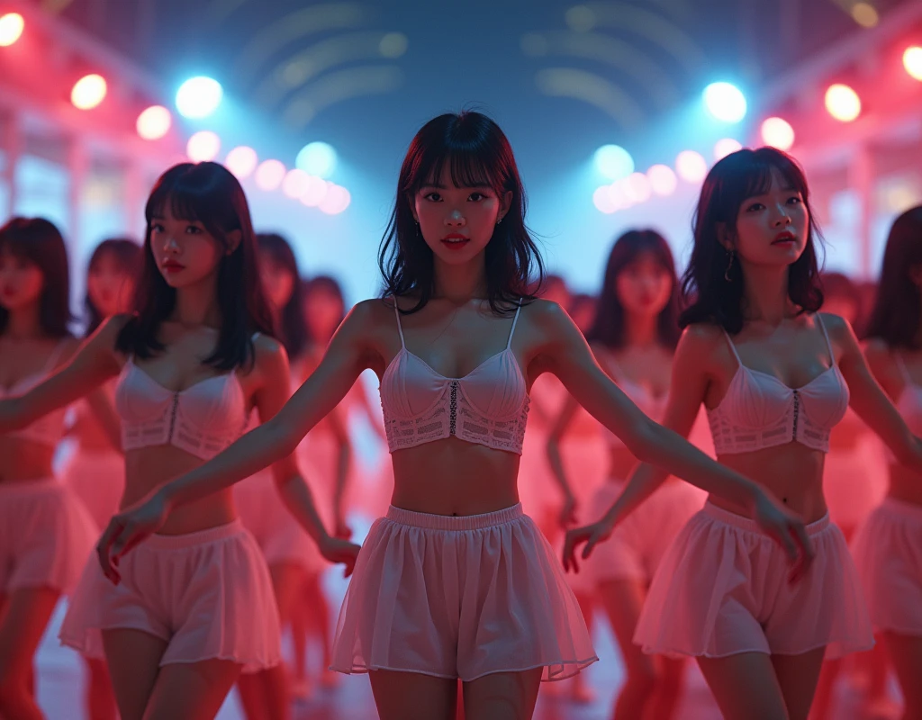 (((((Japanese Clone-girls=Myself))))), (((Super Best masterpiece Clone-girls Raw Photography Art))), (((16K, Highest quality, Ultra-high resolution, RAW Photos))), (((It&#39;s so unrealistic., With unparalleled depiction, With an unfathomable sight, An unprecedented and shocking worldview, Clone-girls: In a world of mass reproduction, Ultra-realistic))), (((Japanese Girls, Yokoyama-Yui, 22yo, Small face, Thick black hair, Semi-long hair, Dark Eyes, Mature face, Cute Smile, Smiling face, A gentle gaze, (((Very pleasant look)))))), (((Very beautiful detailed girls, Accurate body structure, Accurate body movements, Very detailed body, (((Super big breasts, Large bulge of ample breasts)))))), (((Idol group stage costumes, Short skirt, hour々I can see your pants, Cleavage Emphasis, Emphasise the fullness of your breasts))), ((((((((Very detailed, Myself cloning, Depiction of splitting oneself, 1Myself girl→1,000,000,000,000,000,000,000,000,000,000Myself cloning girls)))))))), (((((((Myself clone-girlsから, Myself keeps multiplying, (Very detailed and intricate, To the exact, Flawless, (((In the same female body,With the same face, With the same hairstyle, In the same clothes, At the same height, 同じSuper big breastsである))), In a detailed depiction), 1,000,000,000,000,000,000,000,000,000,000 people))))))), (((((Myself girls only))))), (((((1,000,000,000,000,000,000,000,000,000,000Myself girls))))), (((((Very detailed depiction, A singing and dancing Myself idol group, At the outdoor stage at night, A splendid dance performance, Over 100 people, Gaze into the audience, Fun and powerful singing, Dance with unified group movements))))), (((Very detailed, The auditorium is packed, The whole audience is Myself&#39;s crowd, Dressed differently from idol groups))), (Seven-coloured stage lighting, Shining a bright light on the idol group), (((((The camera focuses on idol groups., Clear and accurate perspective depiction, Ultra-wide field of view, Focus on the average value of the image))))), The best dance performance ever, Myself and the others were going crazy and the atmosphere was at its peak.