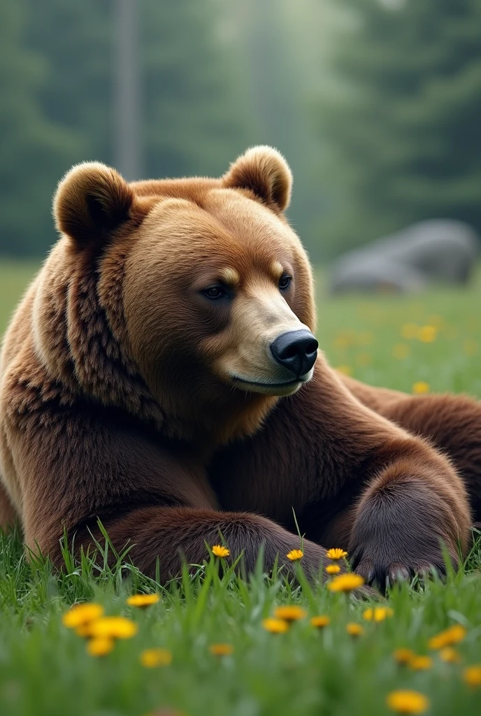 Ultra-realism、masterpiece、Highest quality、Film Grain、Spectacular views、(((Bear、Higuma、惰眠を貪るBear、寝相の悪いHiguma、夢で何かに怯えるHiguma、ビクッとなるHiguma)))、Sleeping on the grass、Impossible sleeping position、