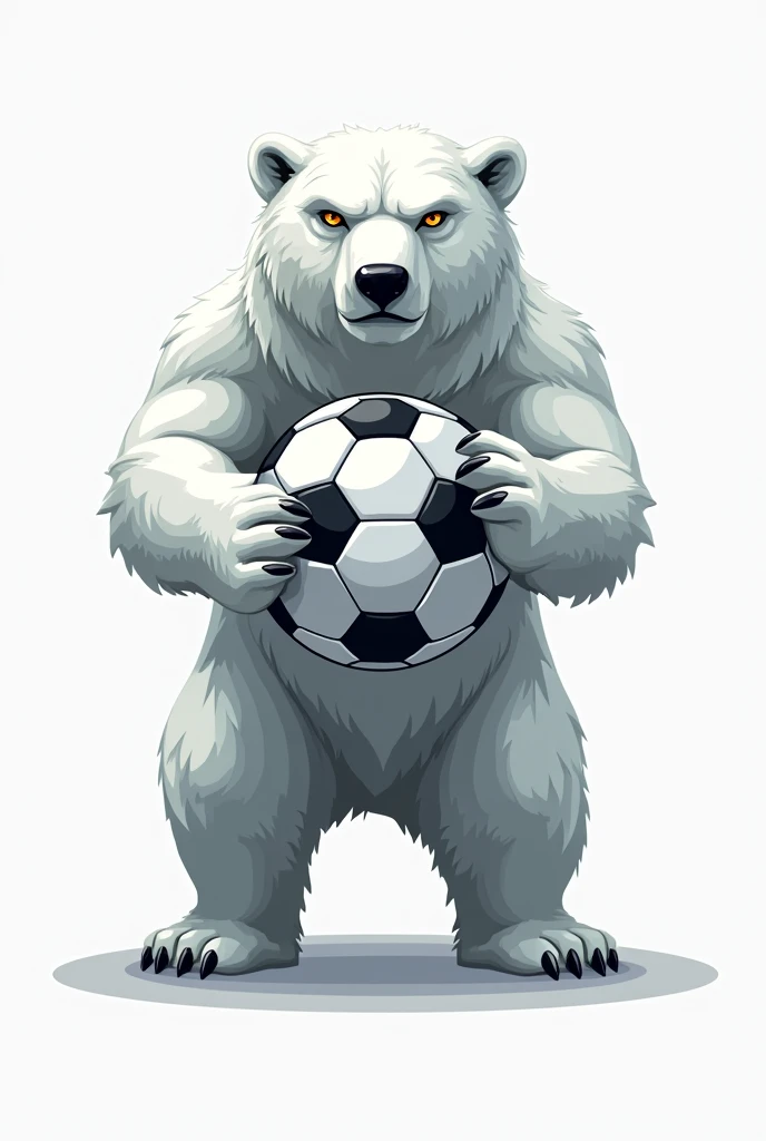 polar bear sports logo Holding a soccer ball