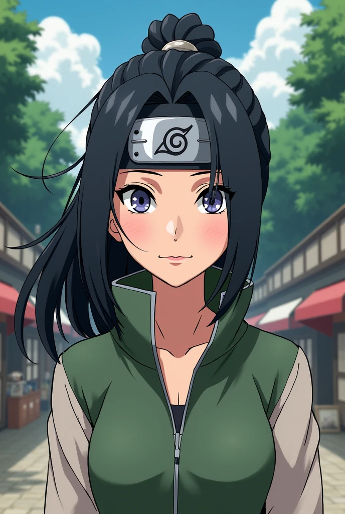 Pretty woman from the Naruto universe with the anime style Konoha headband