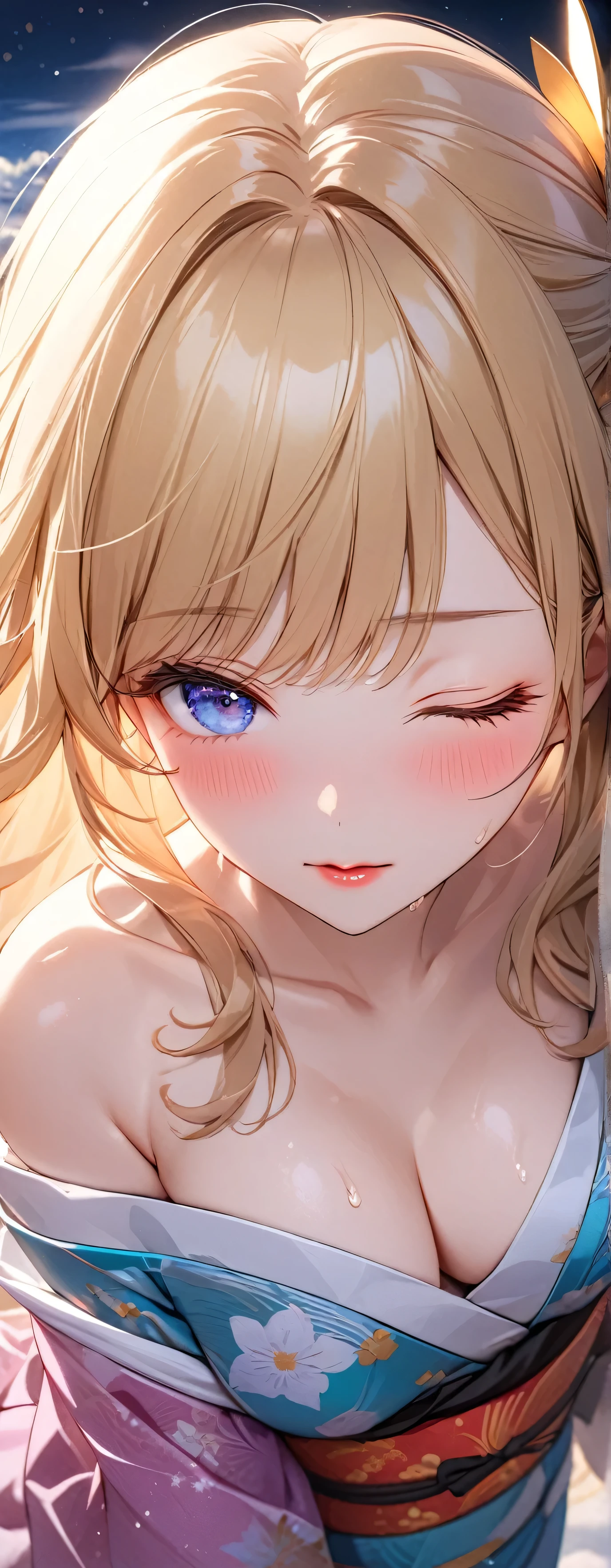 (masterpiece:1.2), (highest quality:1.2), perfect eyes, perfect face, perfect lighting, middle ages, prison, 1 girl, clear　blonde　((((((hair over one eye)))))), Braid Styles, spiked hair, blunt bangs, bob hair, a braid, Ahoge　red eyes, ((((nude)))), cute eyes, medium breast, , vivid description, ((abedium breast, ((from above)), ((front)), Vivid depiction, ahegao, closed mouth, Are standing (tooth), ((looking up:1.2))), (face close up:1.4)  