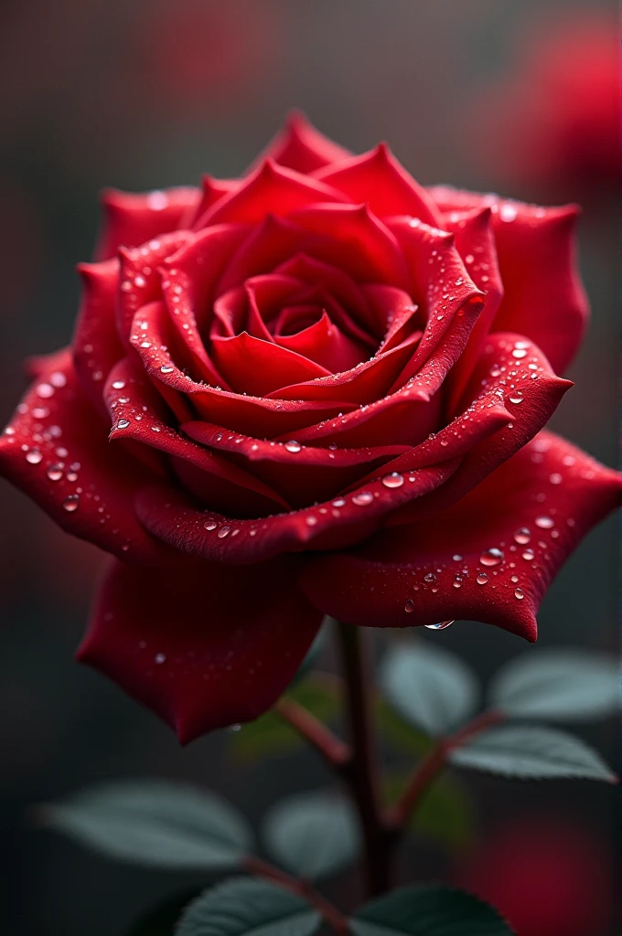 aesthetic red rose with water drops in wallpaper retatio