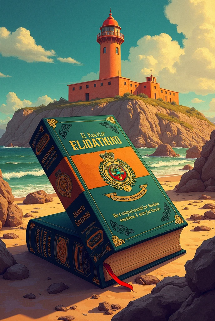 As a comic book cover that has the Sajama hill of Bolivia and the Conchupata lighthouse of the city of Oruro with the image of the work El Bañor Verdadero in the background, there is also a book on one side and on its cover these words are written: Civil procedural code with the image of the coat of arms of the Plurinational State of Bolivia . well detailed with lyrics in Spanish