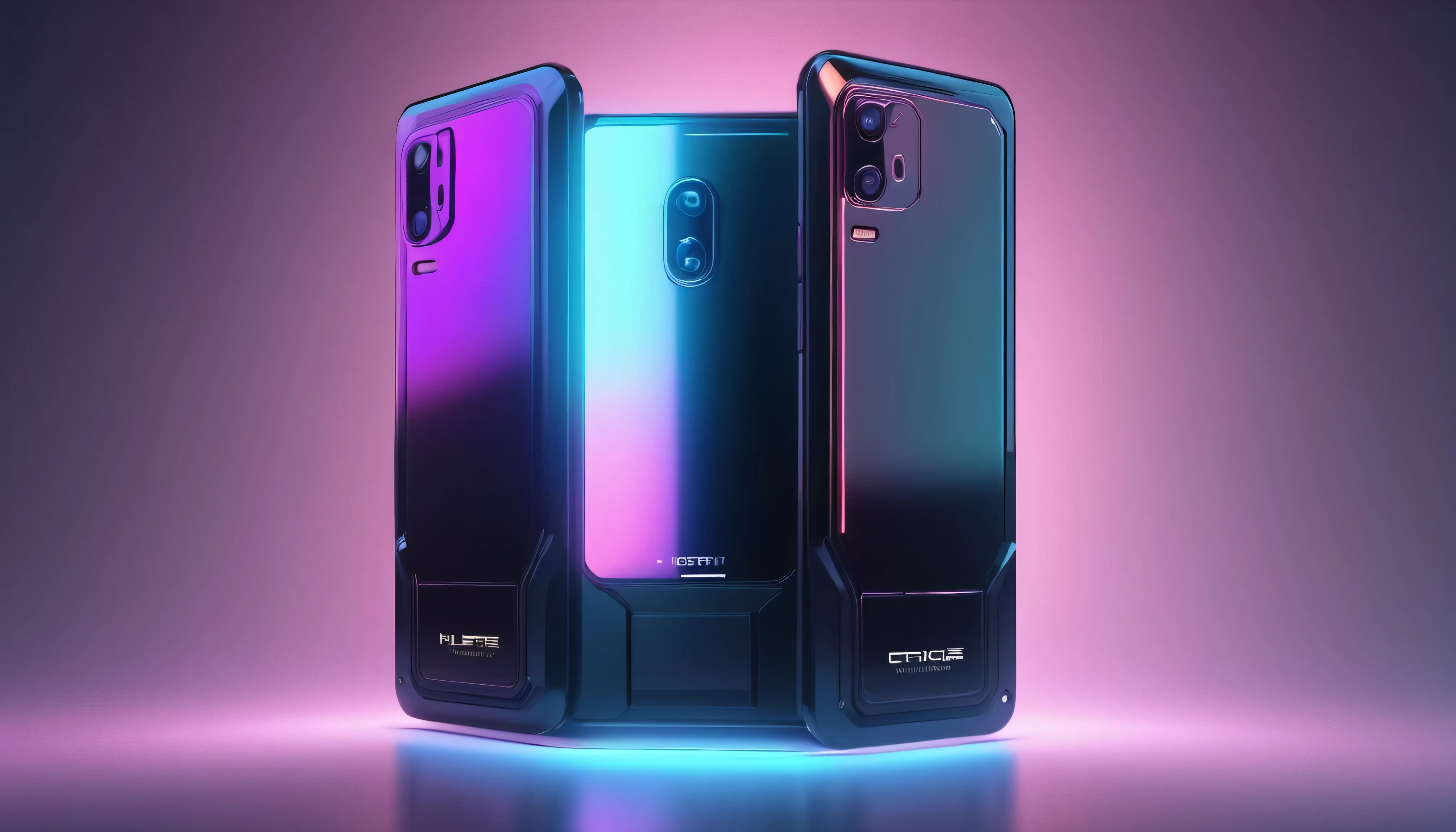 high quality detailed futuristic sci-fi cell phone, advanced technology, metallic sleek design, glowing holographic user interface, reflective surface, cinematic lighting, ray tracing, octane render, 8k, cinematic composition, minimalist background, dark moody colors