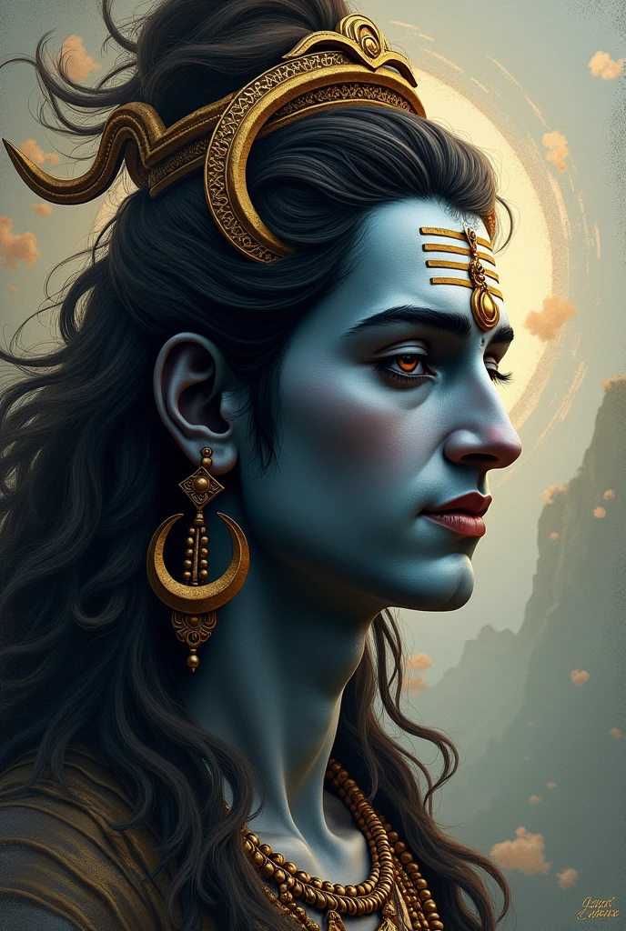 Create a lord Shiva  half imege 