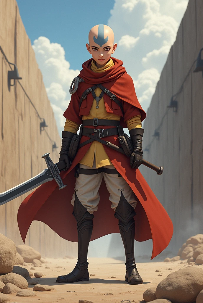 The best quality is Aang&#39;s avatar, wearing Eren&#39;s outfit in Attack on Titan and standing on a flat wall in Attack on Titan, holding Attack on Titan&#39;s weapon.