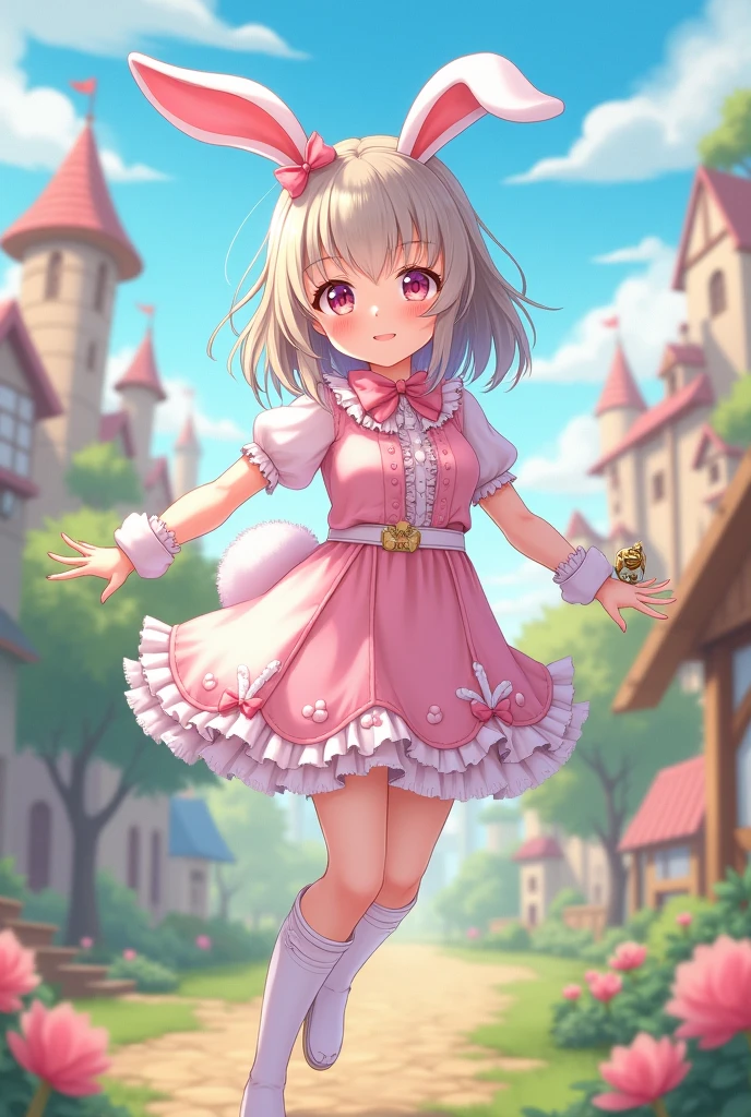 create a female anime character that uses rabbit accessories