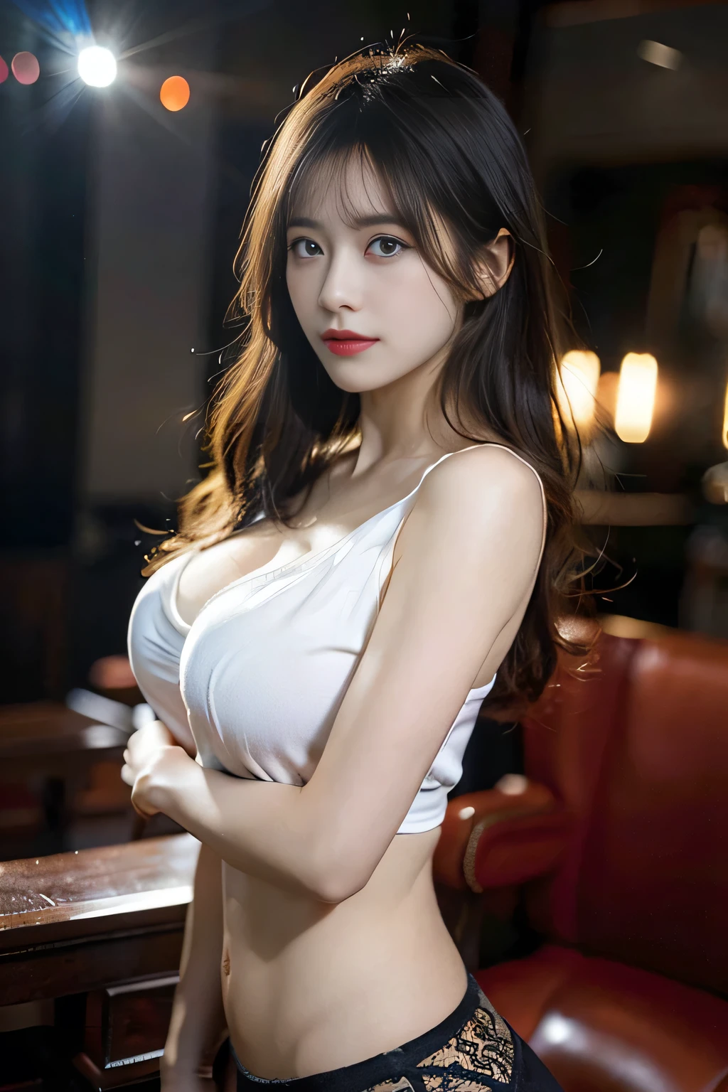 original photo,best quality),(lifelike,Photo lifelike:1.3),best quality,Very detailed,masterpiece,超Detail level,illustration,1 girl,dominating_Body,Large Breasts,Bigger breasts,Protruding nipples,Nipple protrusion,Black transparent lace,Slim waist,Tight abdomen,Sexy navel,Slender long legs,Dynamic Angle,World Masters Theatre,messy_long_hair,best quality,Extremely detailed CG unified 8k wallpaper,,Astonishing,Light,lens_Flare,dunhuang_style,Real People,Highly detailed face and skin texture, Exquisite eyes,Surrealism,Super lifelike photos,Very detailed CG unified 8k wallpaper,(masterpiece),(best quality),(Very detailed),(Super lifelike photos),(Best Character Detail:1.36),脸dominating有Light, 灯Light,illustration, Very detailed,Detail level, high resolution, Very detailed, best quality, masterpiece