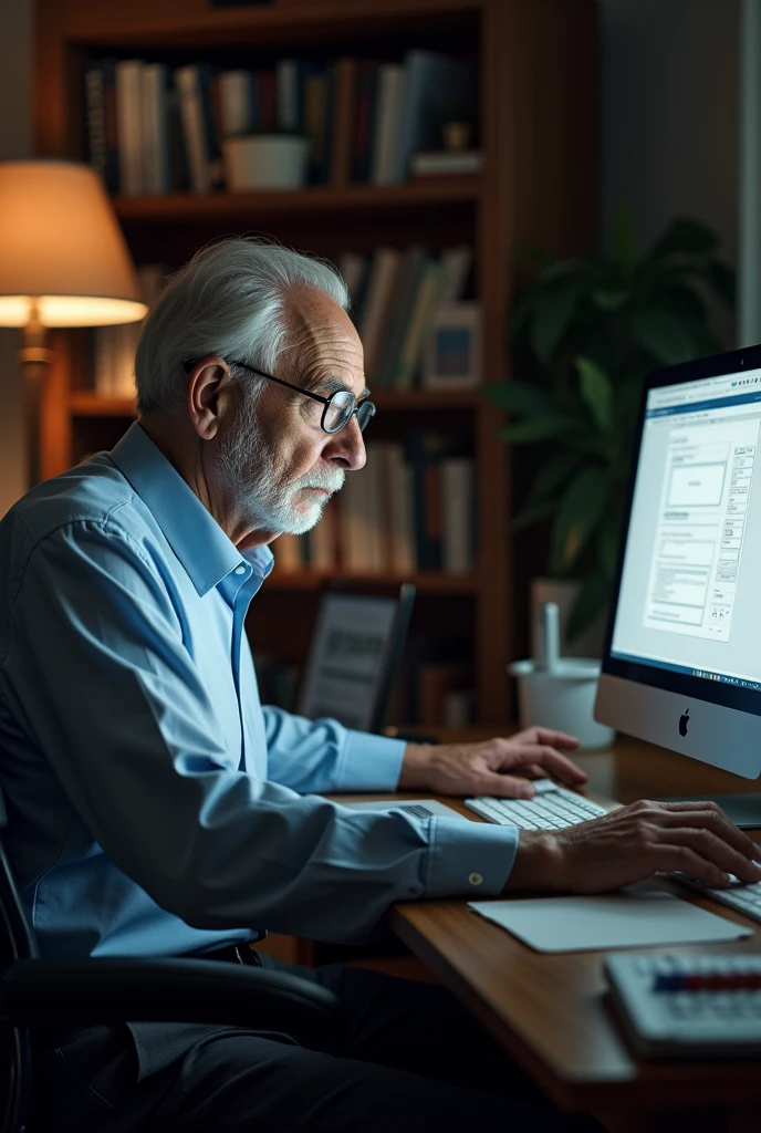 image of a blind man writing on a computer in Brayle