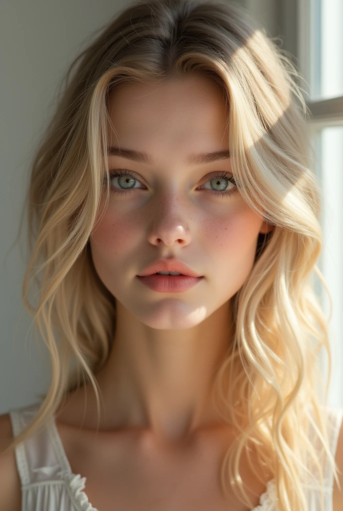 A beautiful human like blonde white girl 