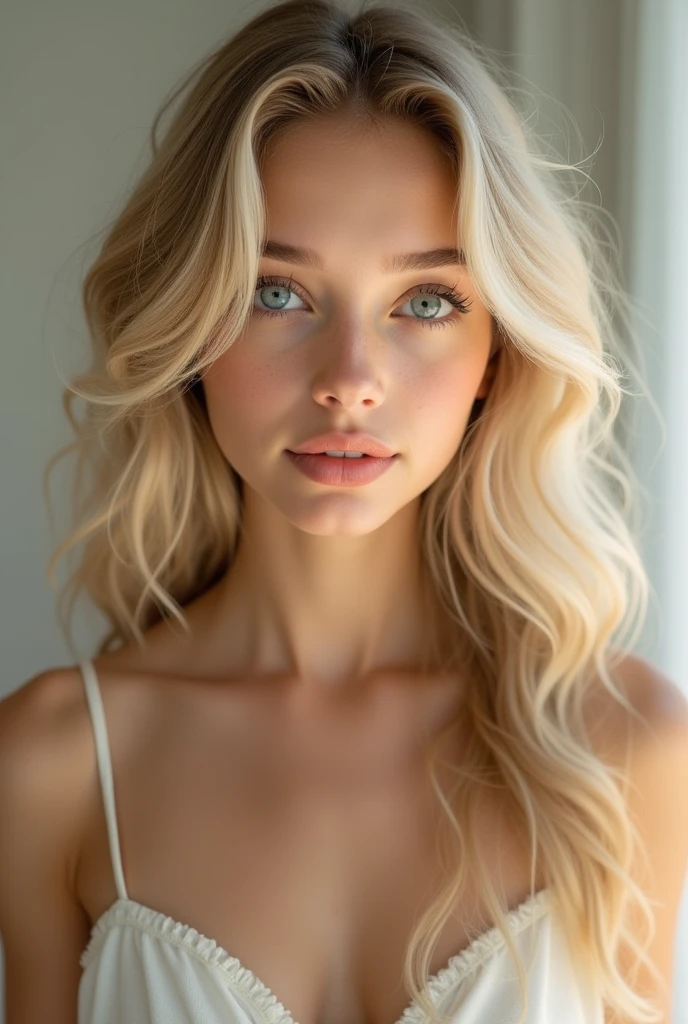 A beautiful human like blonde white girl 