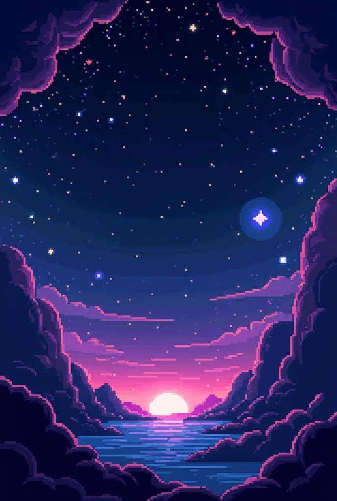 Create me a space background in format "retro arcade game" for a game made in Scratch