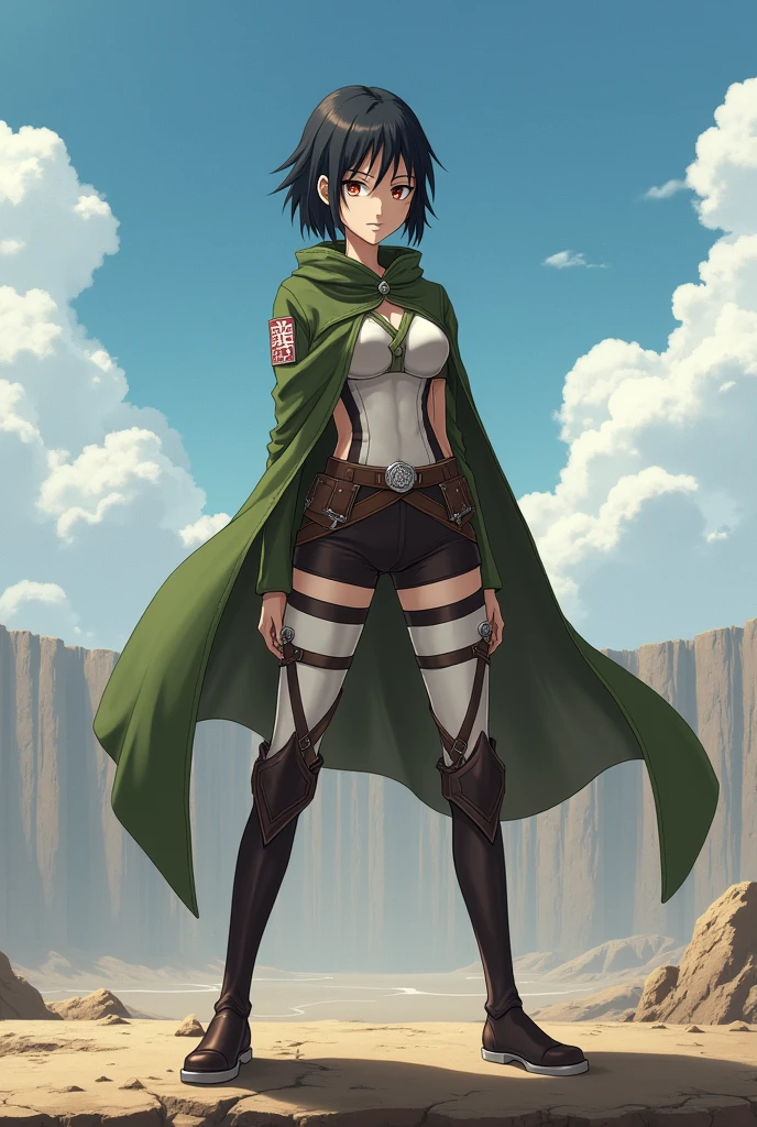 The best quality is the character of Tough Be Fang in the series Avatar the Last Airbender wearing Eren&#39;s outfit in Attack on Titan and standing on a flat wall in Attack on Titan.