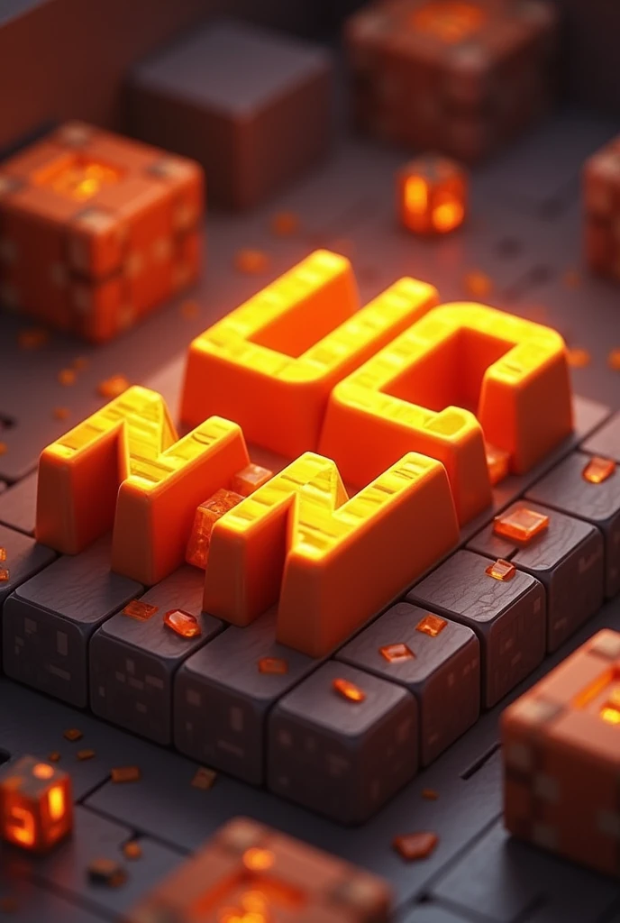 Create a logo with name LyonCraft main color orange 3d letters minecraft theme