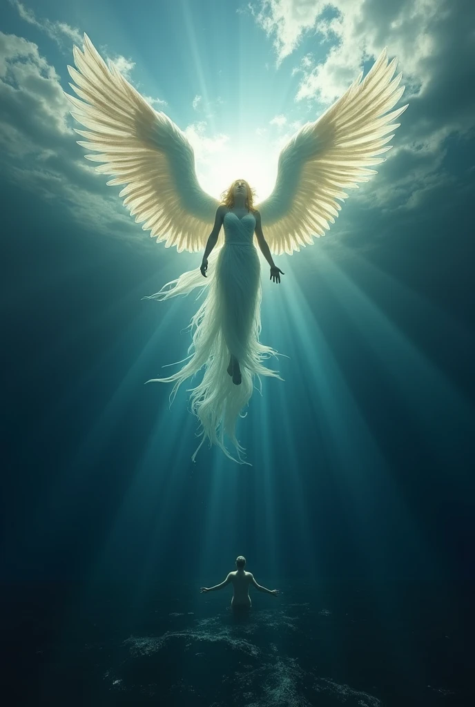 The wings that God gave him Flapped wide and wide His soul rose to heaven ,
His body went down to the sea