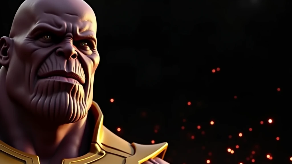 center image: Use an imposing image of Thanos, perhaps with him holding the Infinity Gauntlet in a powerful pose. This can symbolize the power and determination needed to overcome challenges..
fund: A dynamic and energetic background that can include an energy effect or explosion around Thanos to convey the idea of awakening and potential.
texto: Make the video title clear and impactful, using a font that matches Thanos' epic theme. You can use vibrant colors for the text, como vermelho ou amarelo, to get attention.
Additional Elements: Add some icons or graphics that represent growth and success, like ascending graphs or achievement symbols.
General Style: Maintain a grand and epic visual style, aligned with Thanos' personality, but which also conveys the message of motivation and overcoming.