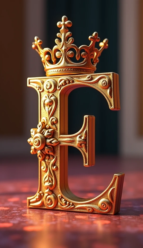 Create a high-quality 3D image featuring the name 'Émilie.' The text should be crafted using a top-tier, elegant font with a luxurious and refined appearance. The focal point of the image should be the letter 'E,' which is adorned with a beautiful, intricate crown to emphasize its prominence. The design should be richly detailed, with a polished, professional finish. Use sophisticated colors and lighting to enhance the 3D effect, ensuring that the crown and the text stand out with striking clarity and elegance."