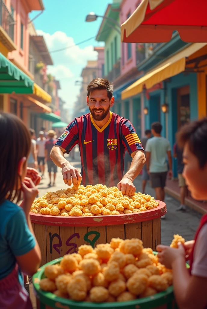 Messi has a pupped rice shop roadside 